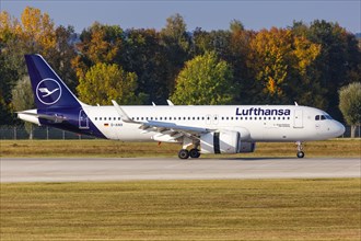 A Lufthansa Airbus A320neo with the registration D-AINX at Munich Airport