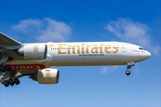 An Emirates Boeing 777-300ER aircraft with registration number A6-EGK at Frankfurt Airport
