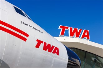 A Lockheed L1649A Starliner Connie aircraft of TWA Trans World Airlines with registration N8083H at New York Airport