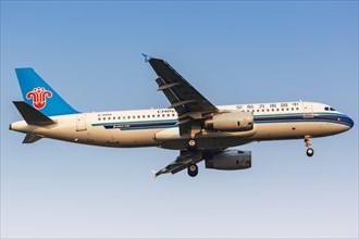An Airbus A320 aircraft of China Southern Airlines with registration number B-9958 at Beijing Airport