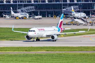 A Eurowings Airbus A320 with registration D-AEWV at Stuttgart Airport