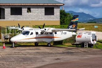 A Tecnam P2012 aircraft of Zil Air with registration S7-ADM at Mahe Airport