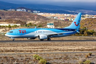 A Boeing 737-800 aircraft of TUI Airlines Nederland with registration PH-TFA at Tenerife South Airport