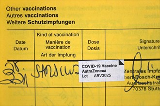 Vaccination certificate after vaccination with AstraZeneca against Covid-19
