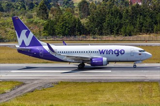 A Wingo Boeing 737-700 aircraft with registration number HP-1378CMP at Medellin Rionegro Airport