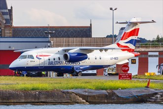 A British Airways Sun Air Dornier 328 jet with registration number OY-NCO at London City Airport