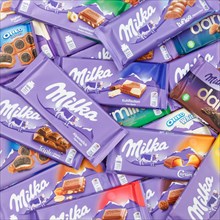 Milka chocolates different varieties wallpaper square