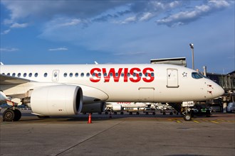 An Airbus A220-300 aircraft of Swiss with the registration HB-JCR at Zurich Airport