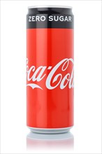 Coca Cola Coca-Cola Coke Zero Sugar lemonade soft drink beverage in drink can cutout on white background