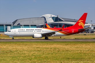 A Shenzhen Airlines Boeing 737-800 aircraft with registration number B-5607 at Guangzhou Airport