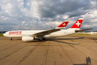 An Airbus A330-300 aircraft of Swiss with the registration HB-JHI at Zurich airport