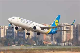 A Boeing 737-800 aircraft of Ukraine International Airlines with registration UR-UIB at Tel Aviv Airport