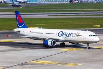 An Airbus A321 aircraft of Onur Air with registration TC-OEC at Warsaw Airport