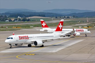 Airbus A220-300 aircraft of Swiss at Zurich airport