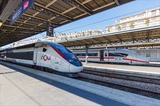 French TGV and German ICE high speed train HGV at Paris Est Station
