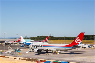 A Boeing 747-8F aircraft of Cargolux with registration LX-VCI at Luxembourg airport