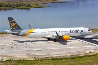 An Airbus A321 aircraft of Condor with registration D-AIAI at Corfu Airport