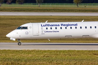 A Bombardier CRJ-900 of Lufthansa Regional CityLine with the registration D-ACKD at Munich Airport