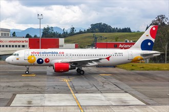 A Vivaair Airbus A320 aircraft with registration HK-5142 at Medellin Rionegro Airport