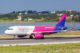 An Airbus A320 aircraft of Wizzair with registration number HA-LWR at Corfu Airport