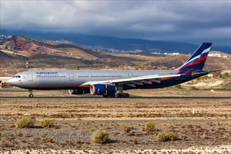 An Airbus A330-300 aircraft of Aeroflot with registration VQ-BMV at Tenerife South Airport