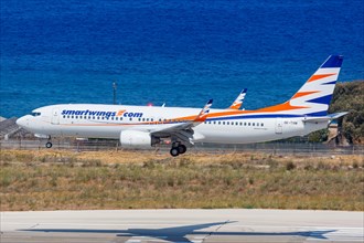 A Smartwings Boeing 737-800 with the registration OK-TVM at Rhodes Airport