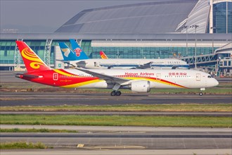 A Hainan Airlines Boeing 787-9 Dreamliner aircraft with registration number B-1342 at Guangzhou Airport