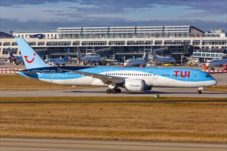 A TUI Boeing 787-9 Dreamliner aircraft with registration G-TUIK at Stuttgart Airport
