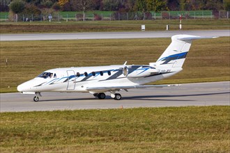 A Cessna 650 Citation III aircraft of Jetstream Air with registration number HA-JEV at Munich Airport