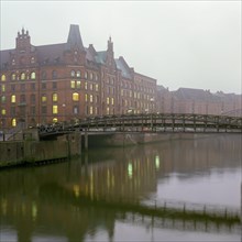 Speicherstadt Hamburg in fog