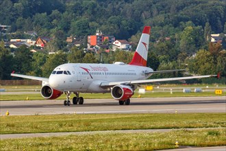 An Airbus A319 aircraft of Austrian Airlines with registration number OE-LDA at Zurich Airport