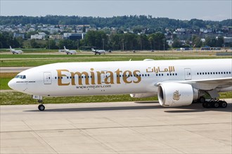 A Boeing 777-300ER aircraft of Emirates with the registration A6-EGI at Zurich airport
