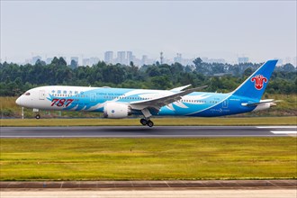 A China Southern Airlines Boeing 787-9 Dreamliner aircraft with registration number B-1168 at Chengdu Airport