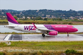 An Airbus A320 aircraft of Wizzair with registration number HA-LWZ at Corfu Airport