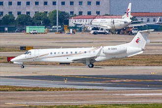 An Embraer 135BJ Legacy 650 aircraft of China Eastern Airlines Executive Air with registration number B-3293 at Shanghai Airport