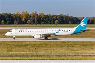 An Embraer ERJ 195 aircraft of Air Dolomiti with registration number I-ADJM at Munich Airport