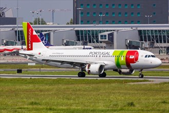An Airbus A320 aircraft of TAP Air Portugal with registration CS-TNM at Warsaw Airport