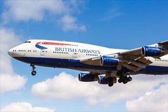 A British Airways Boeing 747-400 aircraft with registration G-CIVB at London Heathrow Airport