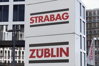 Logo construction group Strabag AG and construction company Ed. Zueblin AG in front of the Duesseldorf branch