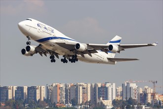 A Boeing 747-400 aircraft of El Al Israel Airlines with registration number 4X-ELB at Tel Aviv Airport