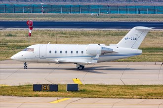 A Bombardier CL-600-2B16 Challenger 604 private jet with registration VP-CCE at Beijing Airport