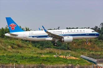 An Airbus A320neo aircraft of China Southern Airlines with registration number B-305E at Chengdu Airport