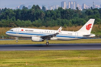 An Air China Airbus A320 aircraft with registration number B-8338 at Chengdu Airport