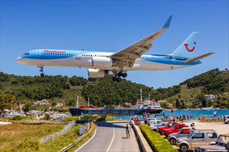 A Boeing 757-200 of Thomson Airways with the registration G-OOBB at Skiathos Airport