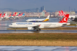An Airbus A321 aircraft of Turkish Airlines with registration TC-JMM at Istanbul Ataturk Airport