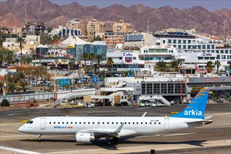An Embraer 190 of Arkia with the registration number 4X-EMB at Eilat Airport