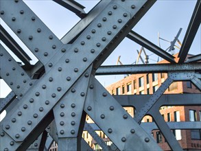 Steel girders of the Magdeburg Bridge in Hamburg