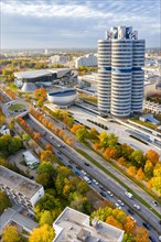 Munich BMW World headquarters skyline aerial view city architecture travel skyscraper portrait