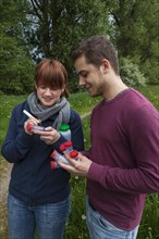 Researchers of the Biodiversity Group of the University of Duisburg-Essen labelling water samples at Grietherbusch in the Lower Rhine region