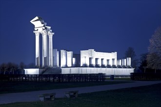 Reconstructed Roman harbour temple in the evening